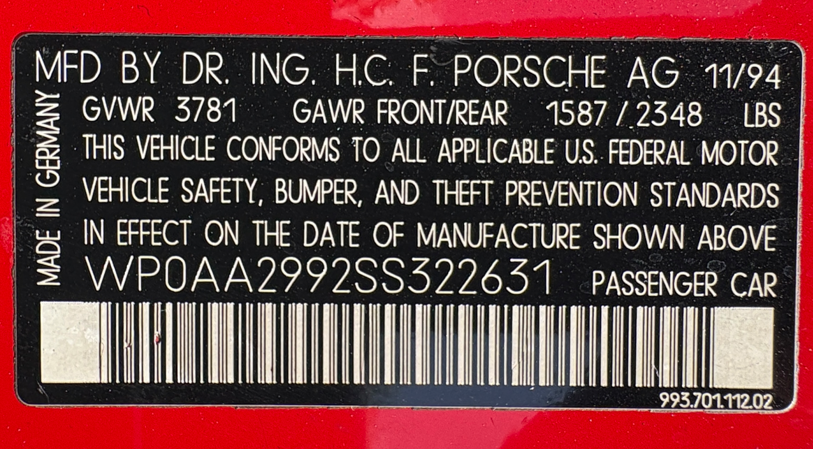 1995 Porsche 911 Carrera - Image 40